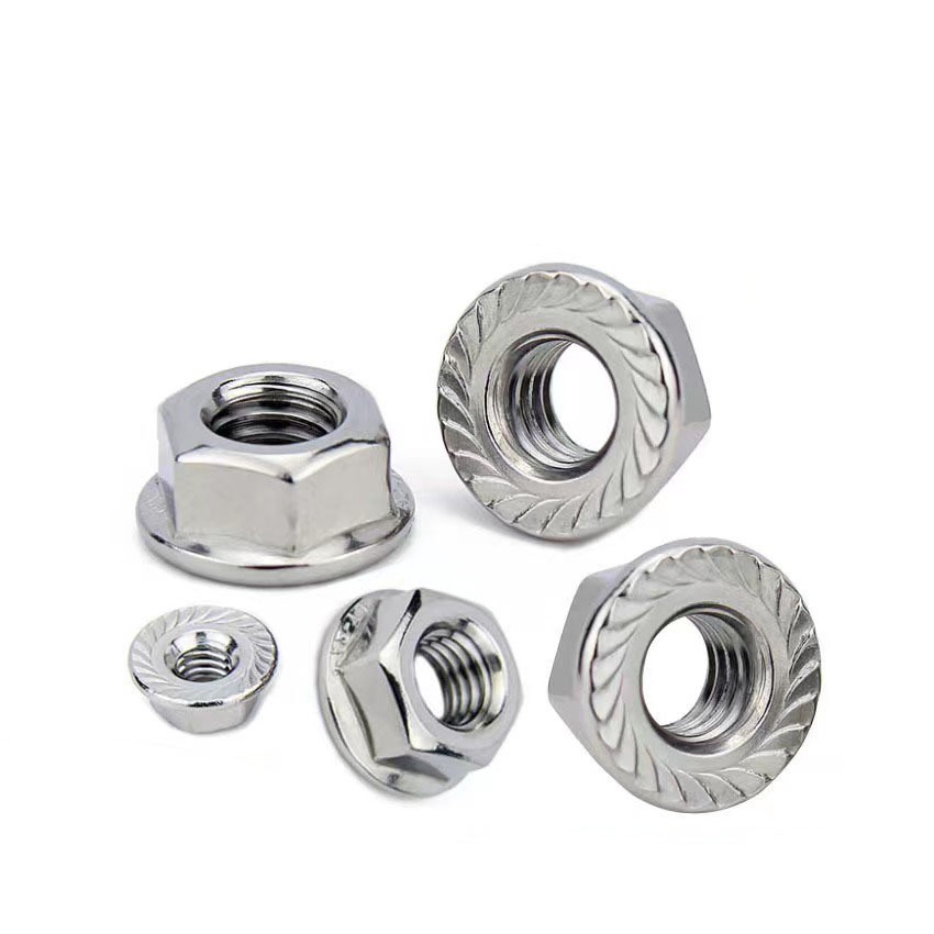 Manufacture Inch Metric M3 M4 M5 M6 M8 M10 M12 316 Stainless Steel Carbon Steel Self Locking Hex Flange Nut for Machine Industry
