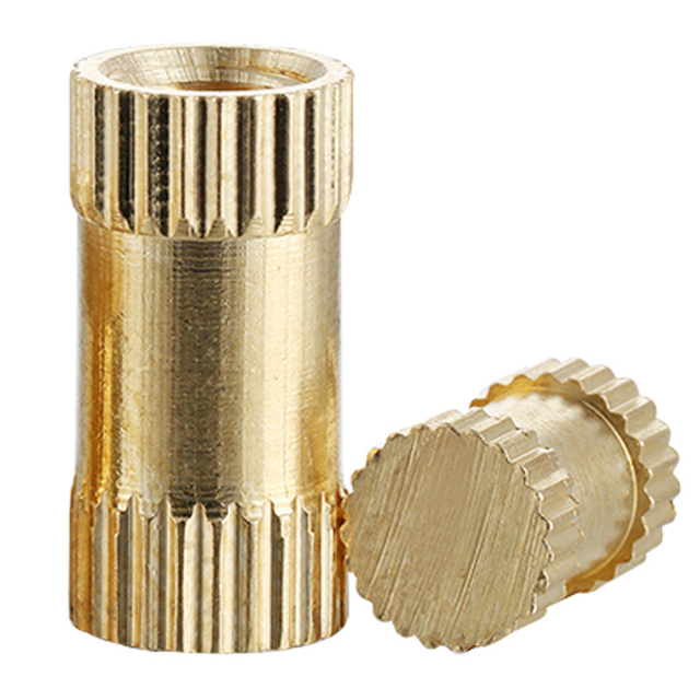 A Grade Polished 4.8 Strength Grade Hot Melt Vertical Knurled Injection Molded Brass Insert Nut For Plastic Housing
