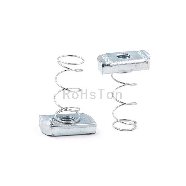 Zinc Plated Carbon Steel Spring Loaded T Nut Plain Stainless Steel 304 Channel Spring Clip Nut For C Profile Steel