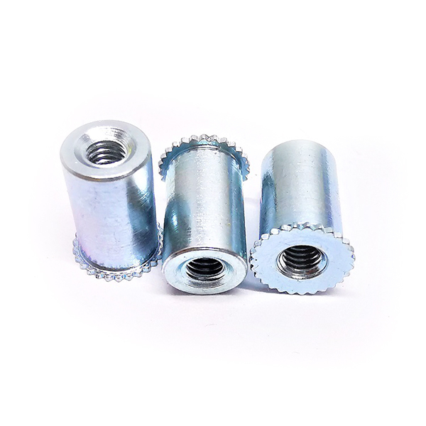 DSO Zinc Plated Carbon Steel Through Hole Serrated Knurled Head Threaded Self Clinching Standoff For Sheet Metal