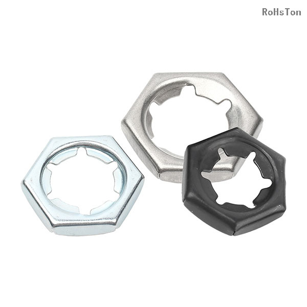 GB805 DIN7967 Plain Stainless Steel 304 Hexagon Tight Nut Black Oxide Anti-loosening Binding Nut Zinc Plated Carbon Steel Self-locking Counter Nut