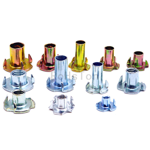 DIN1624 Stainless Steel 304 Four Jaw Nut Galvanized Steel 4-Pronged Insert Nut Zinc Plated Carbon Steel Four Claw Tee Nut For Wood Furniture