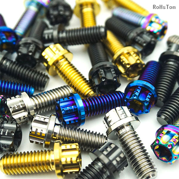 Anodized Six-Lobe Drive Titanium Alloy Torx Screw Hex Flange Torx Gr5 Titanium Bolt for Motorcycle
