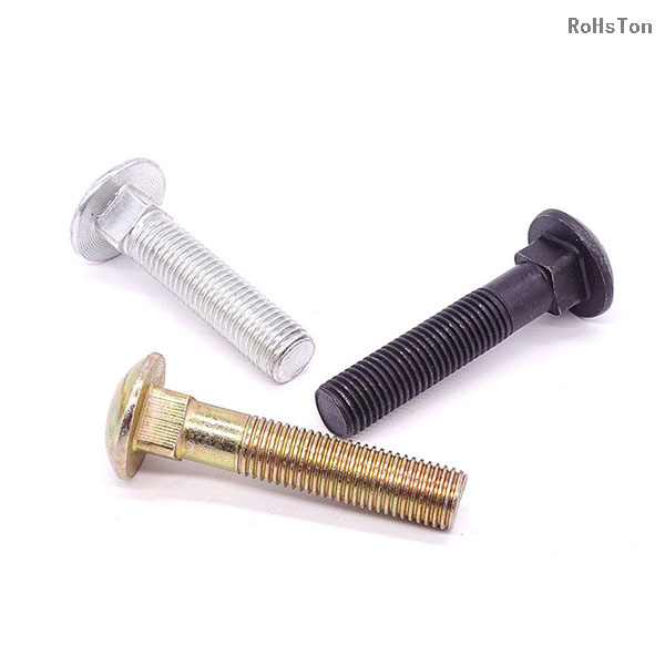 GB12 GB14 DIN603 ISO8677 Black Oxide Steel Carriage Screws Flat Round Head Square Neck Bolt Coach Bolts Zinc Plated Carbon Steel Carriage Bolt