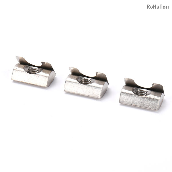 Stainless Steel 304 Elastic Locking T Nut European Standard Aluminum Profile T-slot Nut Nickel Plated Carbon Steel Spring Loaded Slider T Slot Nut