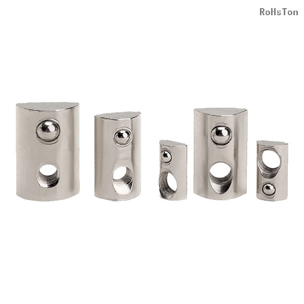 Profil en aluminium Nickel Plated Carbon Steel Slider Rouleau en t Écrou de l'emplacement Écroises élastiques en acier inoxydable 304 Spring chargés Boule T Écrou de l'emplacement