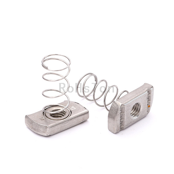 Zinc Plated Carbon Steel Spring Loaded T Nut Plain Stainless Steel 304 Channel Spring Clip Nut For C Profile Steel