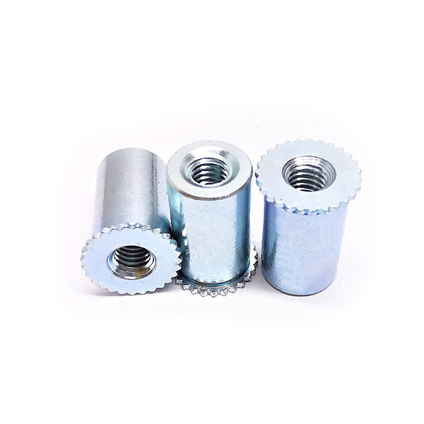 DSO Zinc Plated Carbon Steel Through Hole Serrated Knurled Head Threaded Self Clinching Standoff For Sheet Metal