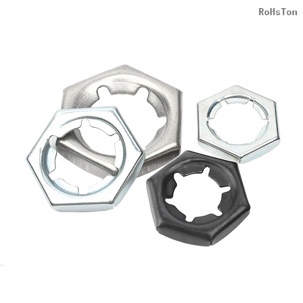 GB805 DIN7967 Plain Stainless Steel 304 Hexagon Tight Nut Black Oxide Anti-loosening Binding Nut Zinc Plated Carbon Steel Self-locking Counter Nut