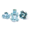 DIN1624 Stainless Steel 304 Four Jaw Nut Galvanized Steel 4-Pronged Insert Nut Zinc Plated Carbon Steel Four Claw Tee Nut For Wood Furniture