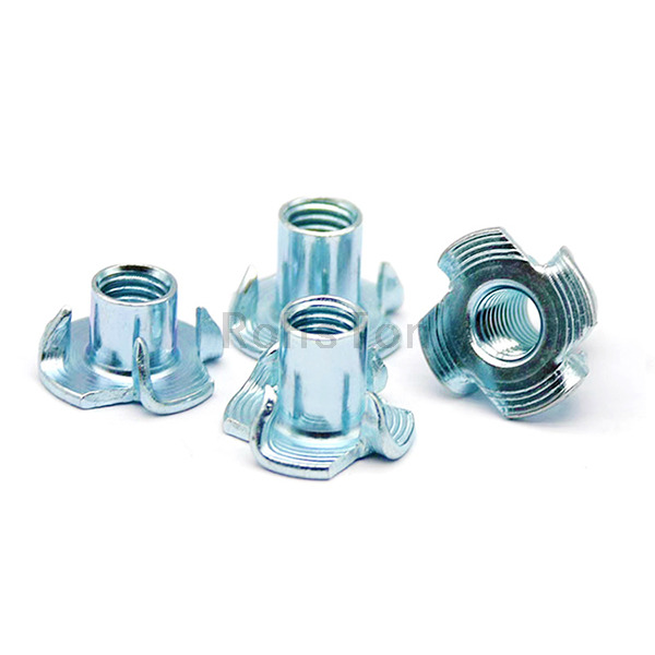DIN1624 Stainless Steel 304 Four Jaw Nut Galvanized Steel 4-Pronged Insert Nut Zinc Plated Carbon Steel Four Claw Tee Nut For Wood Furniture