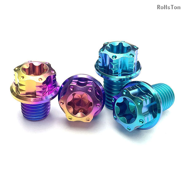 Anodized Six-Lobe Drive Titanium Alloy Torx Screw Hex Flange Torx Gr5 Titanium Bolt for Motorcycle