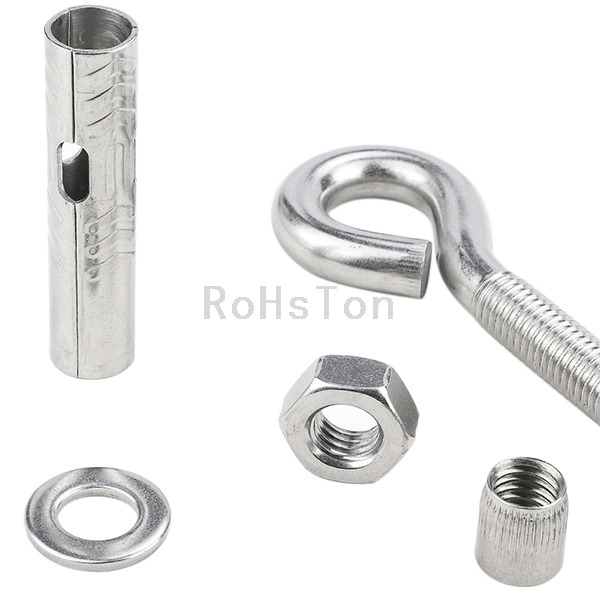 Stainless Steel 304 Eye Hook Expansion Bolt Concrete Wedge Anchor Bolt Zinc Plated Carbon Steel Drop in Sleeve Anchor