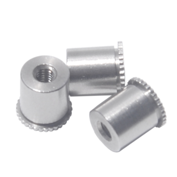 DSOS Plain Stainless Steel Through Hole Serrated Knurled Head Threaded Self Clinching Standoff For Sheet Metal