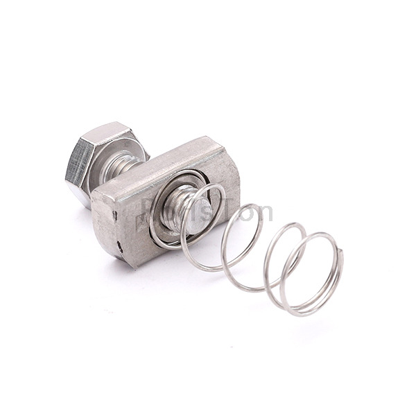 Zinc Plated Carbon Steel Spring Loaded T Nut Plain Stainless Steel 304 Channel Spring Clip Nut For C Profile Steel