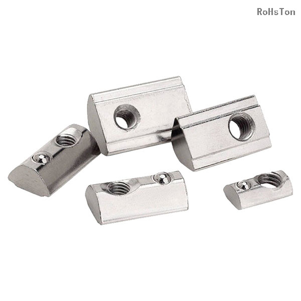 Profil en aluminium Nickel Plated Carbon Steel Slider Rouleau en t Écrou de l'emplacement Écroises élastiques en acier inoxydable 304 Spring chargés Boule T Écrou de l'emplacement