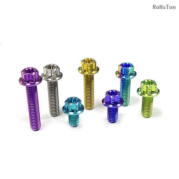 Anodized Six-Lobe Drive Titanium Alloy Torx Screw Hex Flange Torx Gr5 Titanium Bolt for Motorcycle
