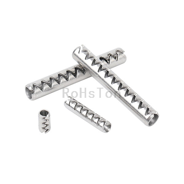 304 Stainless Steel Toothed Slotted Cylindrical Spring Pin JIS B 2808 65Mn Steel Serrated Grooved Elastic Cylinder Pin