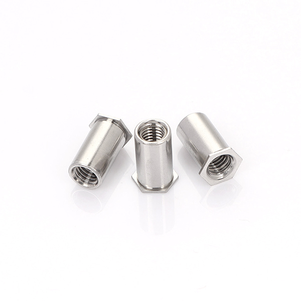 SOS Stainless Steel 304 Through Hole Threaded Flat Hex Head Self Clinching Standoff For Sheet Metal