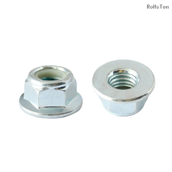 ISO7043 DIN6926 EN1663 GB6183 Standard Galvanized Carbon Steel Self Locking Nut Zinc Plated Hexagon Flange Nylon Lock Nut Nyloc Nut With Flange