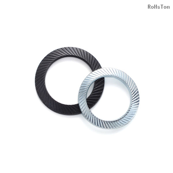 DIN9250 Zinc Plated 65Mn Steel Anti-loosening Knurled Disc Spring Lock Gasket Carbon Steel Black Oxide Self-locking Washers for Bolt