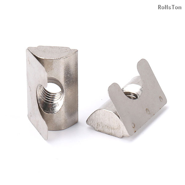Stainless Steel 304 Elastic Locking T Nut European Standard Aluminum Profile T-slot Nut Nickel Plated Carbon Steel Spring Loaded Slider T Slot Nut