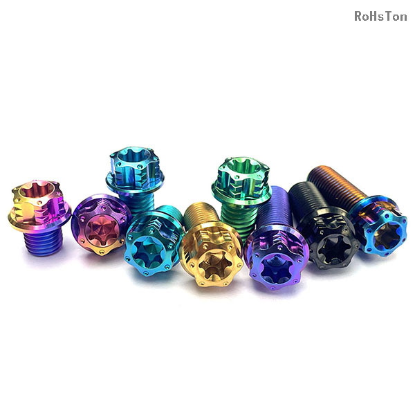 Anodized Six-Lobe Drive Titanium Alloy Torx Screw Hex Flange Torx Gr5 Titanium Bolt for Motorcycle