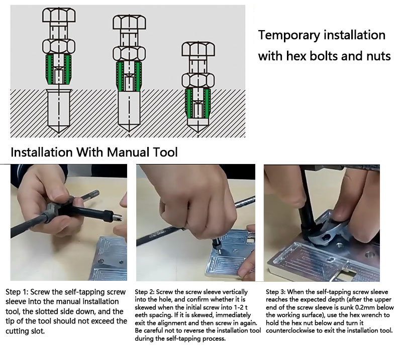Slotted Self Tapping Thread Insert Installation Method