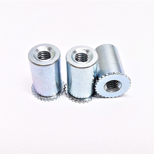 DSO Zinc Plated Carbon Steel Through Hole Serrated Knurled Head Threaded Self Clinching Standoff For Sheet Metal