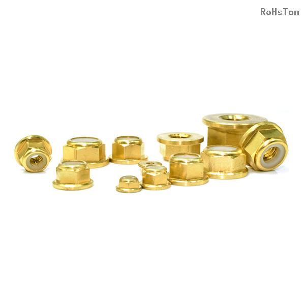 ISO7043 DIN6926 EN1663 GB6183 Standard Self Locking Nut Brass Hexagon Flange Nylon Lock Nut Nyloc Nut With Flange