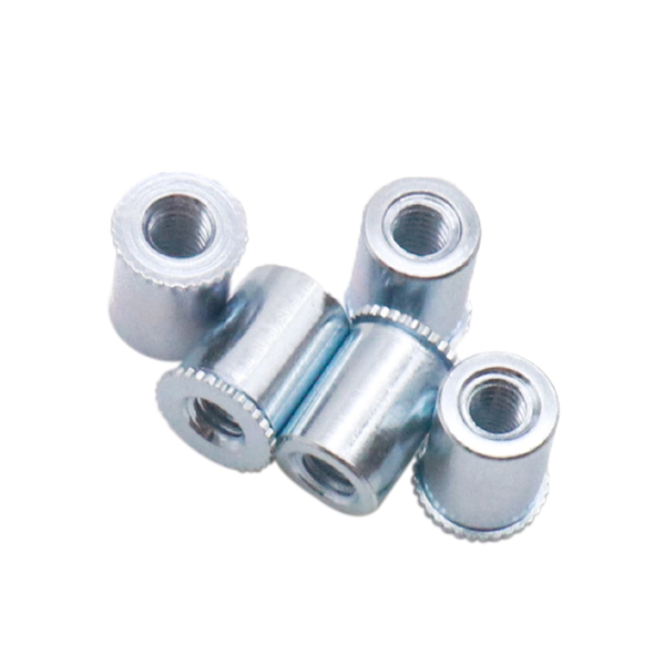 DSO Zinc Plated Carbon Steel Through Hole Serrated Knurled Head Threaded Self Clinching Standoff For Sheet Metal