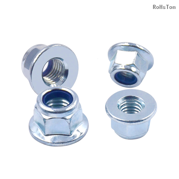 ISO7043 DIN6926 EN1663 GB6183 Standard Galvanized Carbon Steel Self Locking Nut Zinc Plated Hexagon Flange Nylon Lock Nut Nyloc Nut With Flange